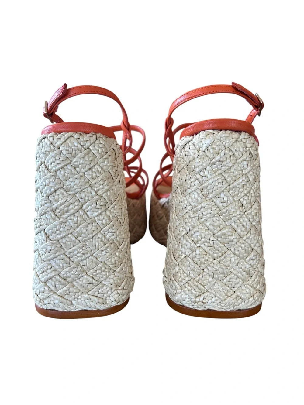 Castaner Orange Strappy Espadrille Wedge Sandals